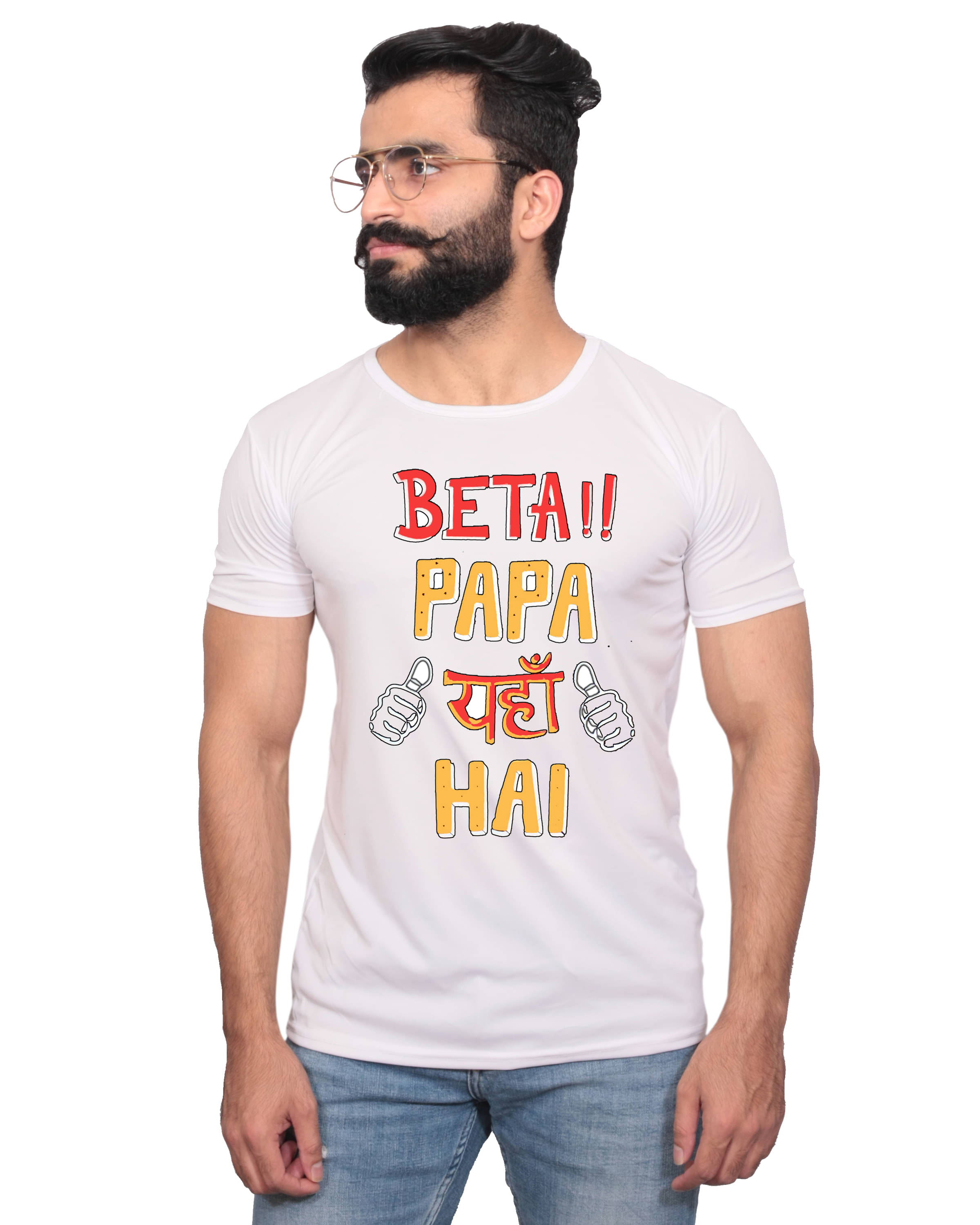     			Nityanand Enterprises White Cotton Blend T-Shirt
