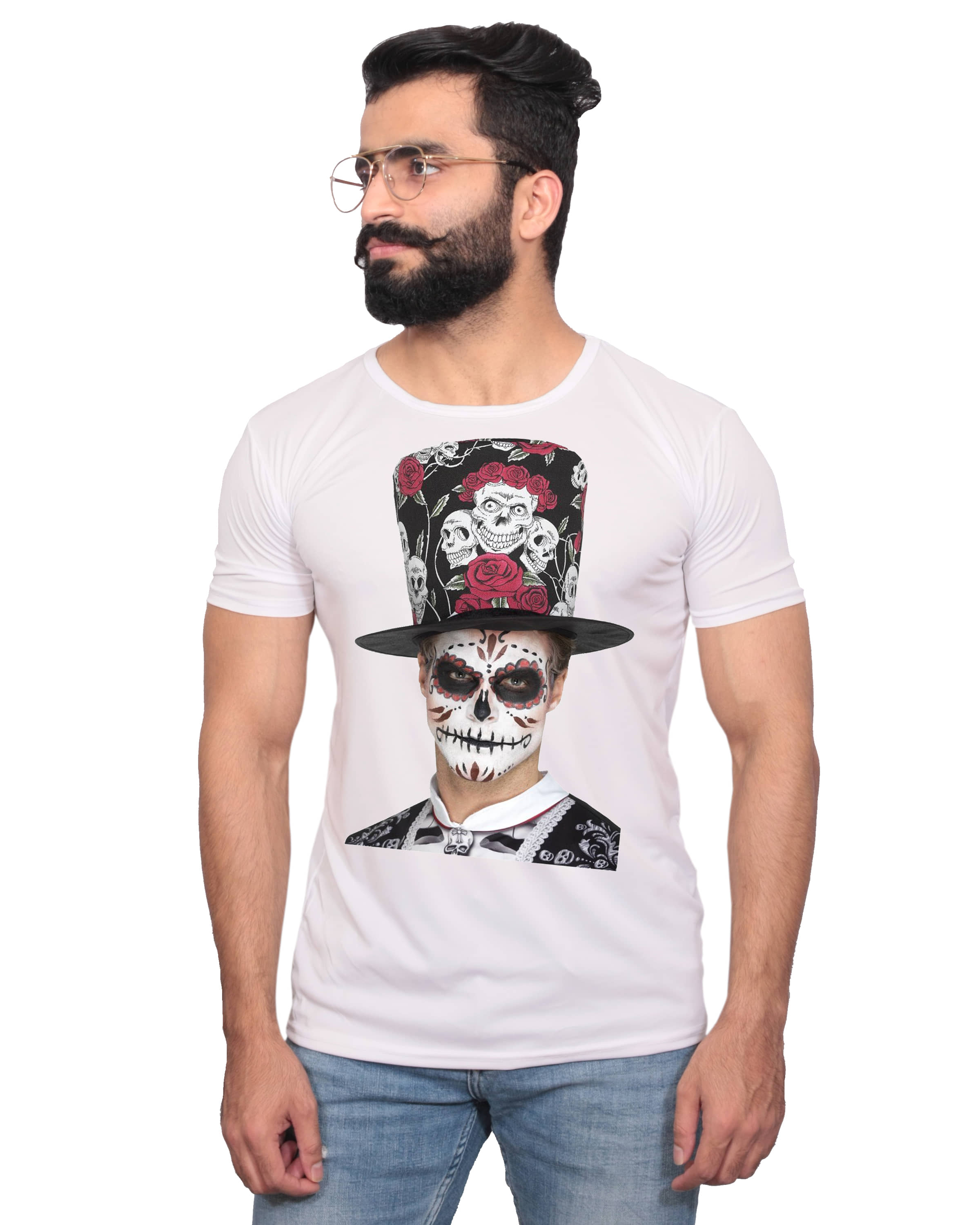 Nityanand Enterprises White Cotton Blend T-Shirt