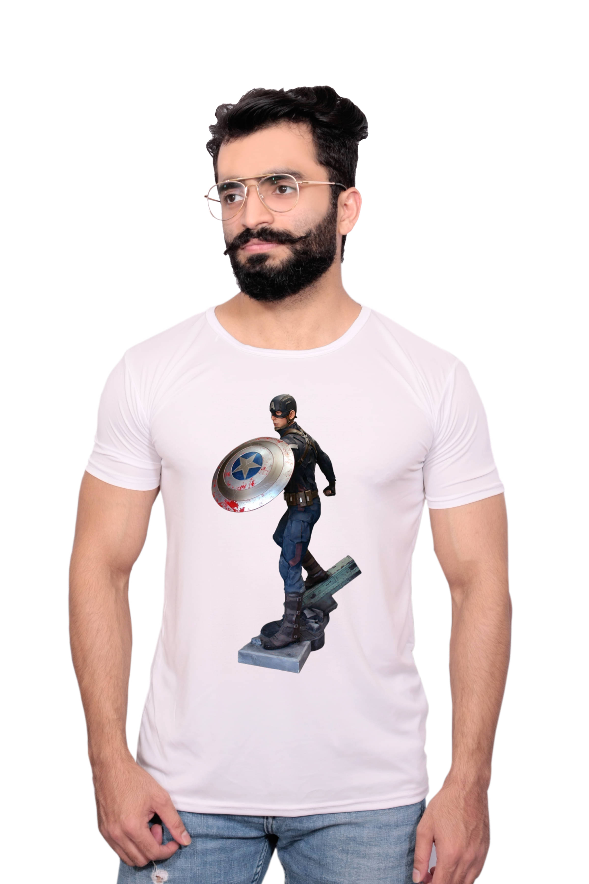     			Nityanand Enterprises White Cotton Blend T-Shirt