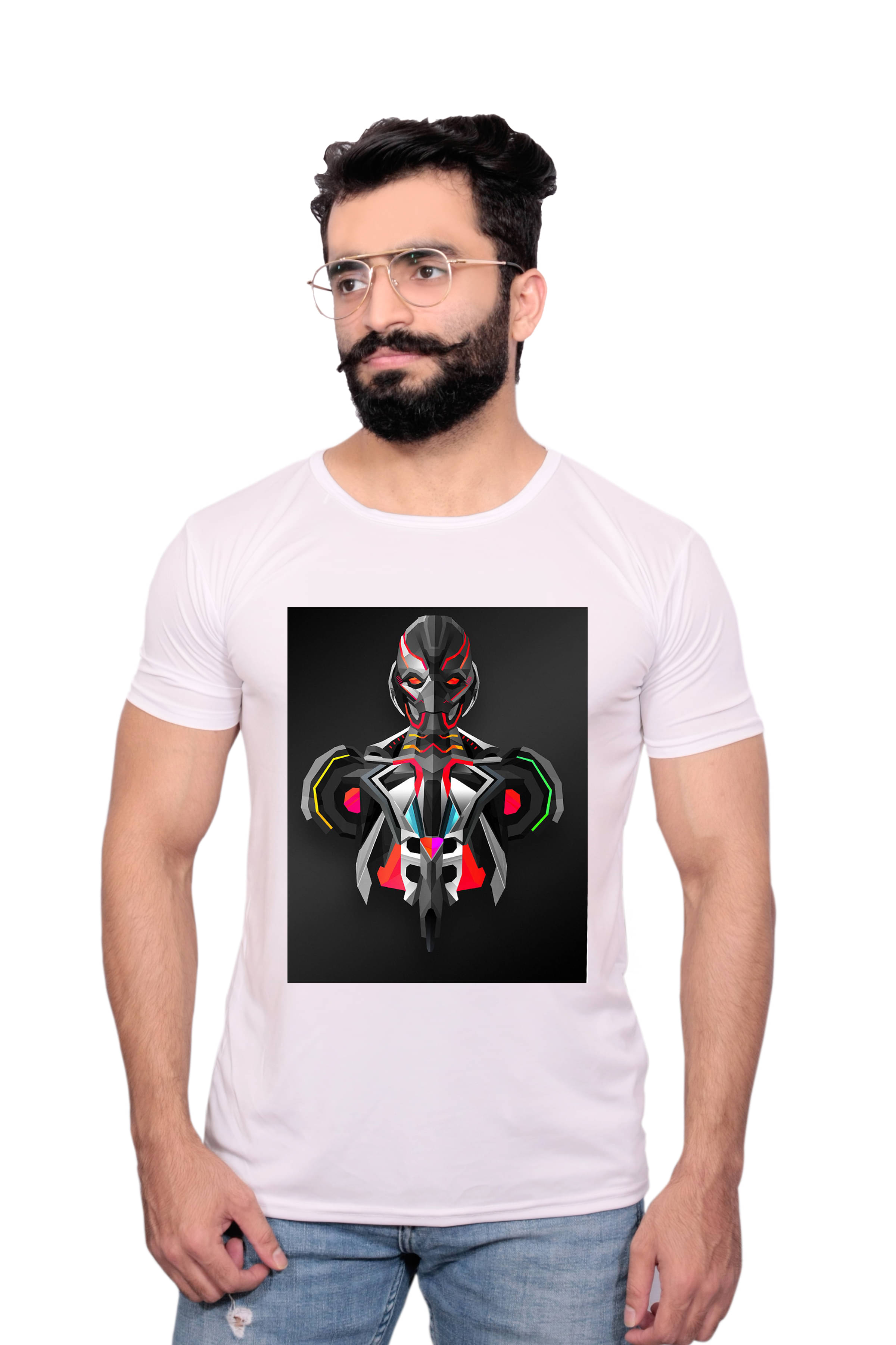     			Nityanand Enterprises White Cotton Blend T-Shirt