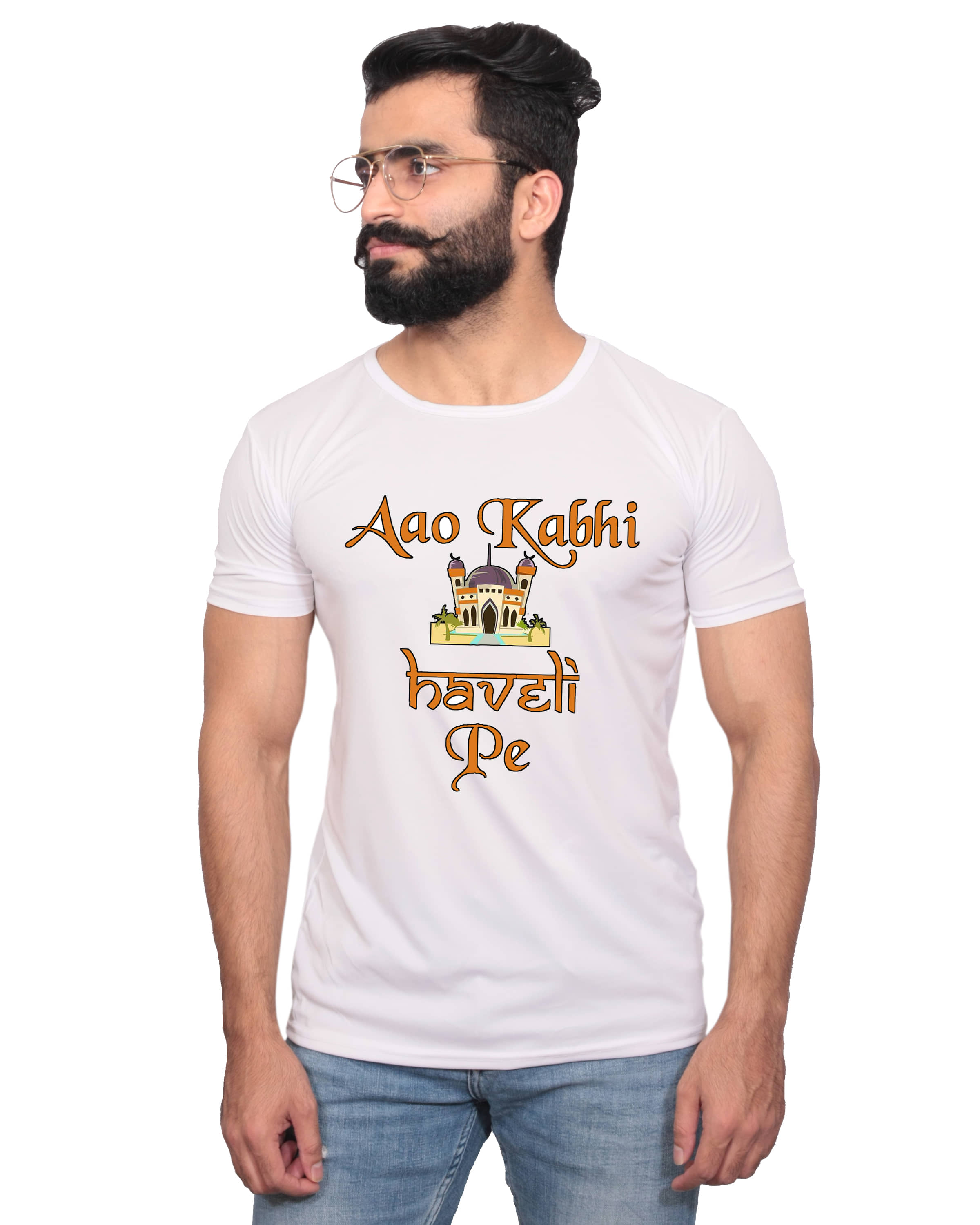 Nityanand Enterprises White Cotton Blend T-Shirt