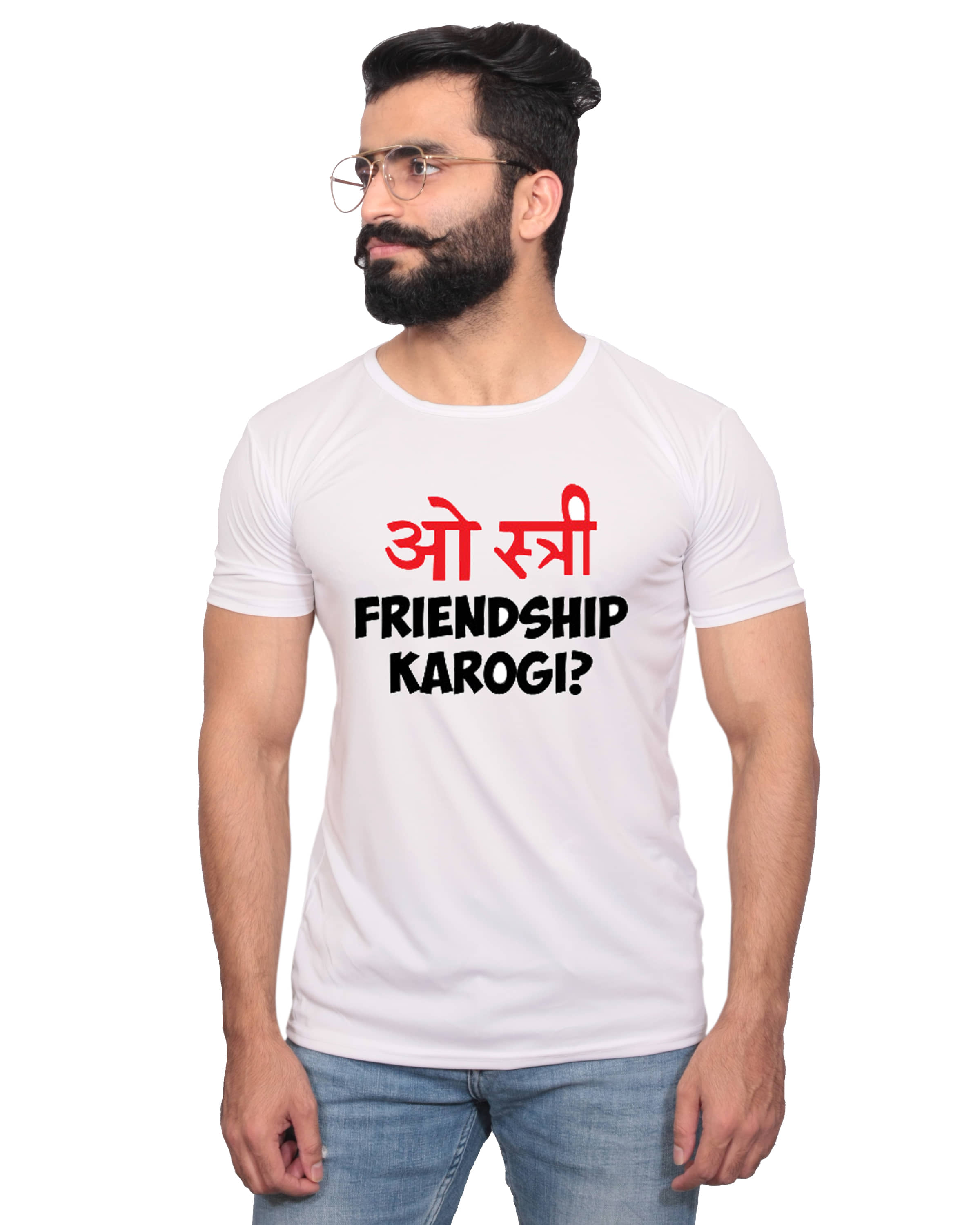 Nityanand Enterprises White Cotton Blend T-Shirt
