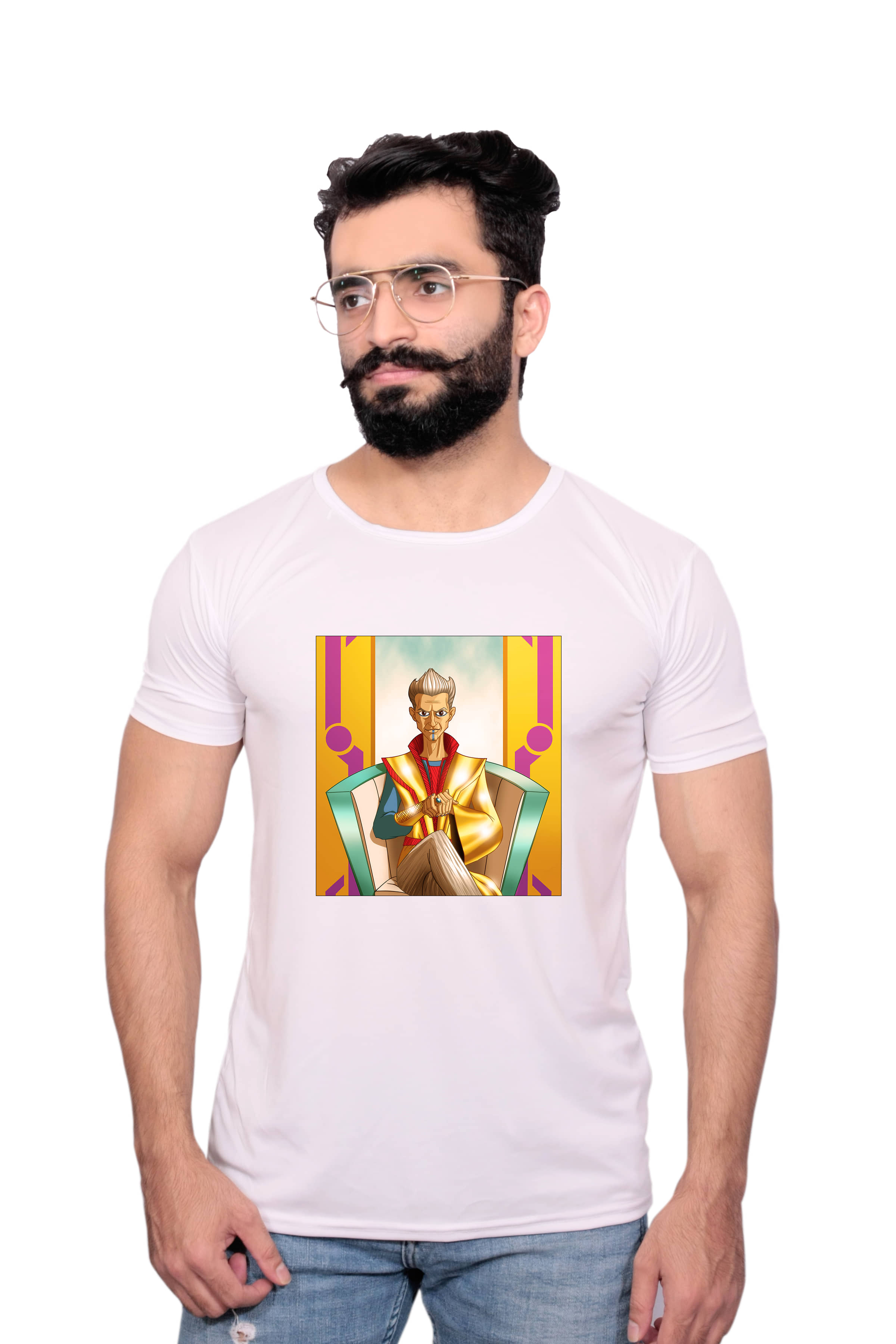 Nityanand Enterprises White Cotton Blend T-Shirt