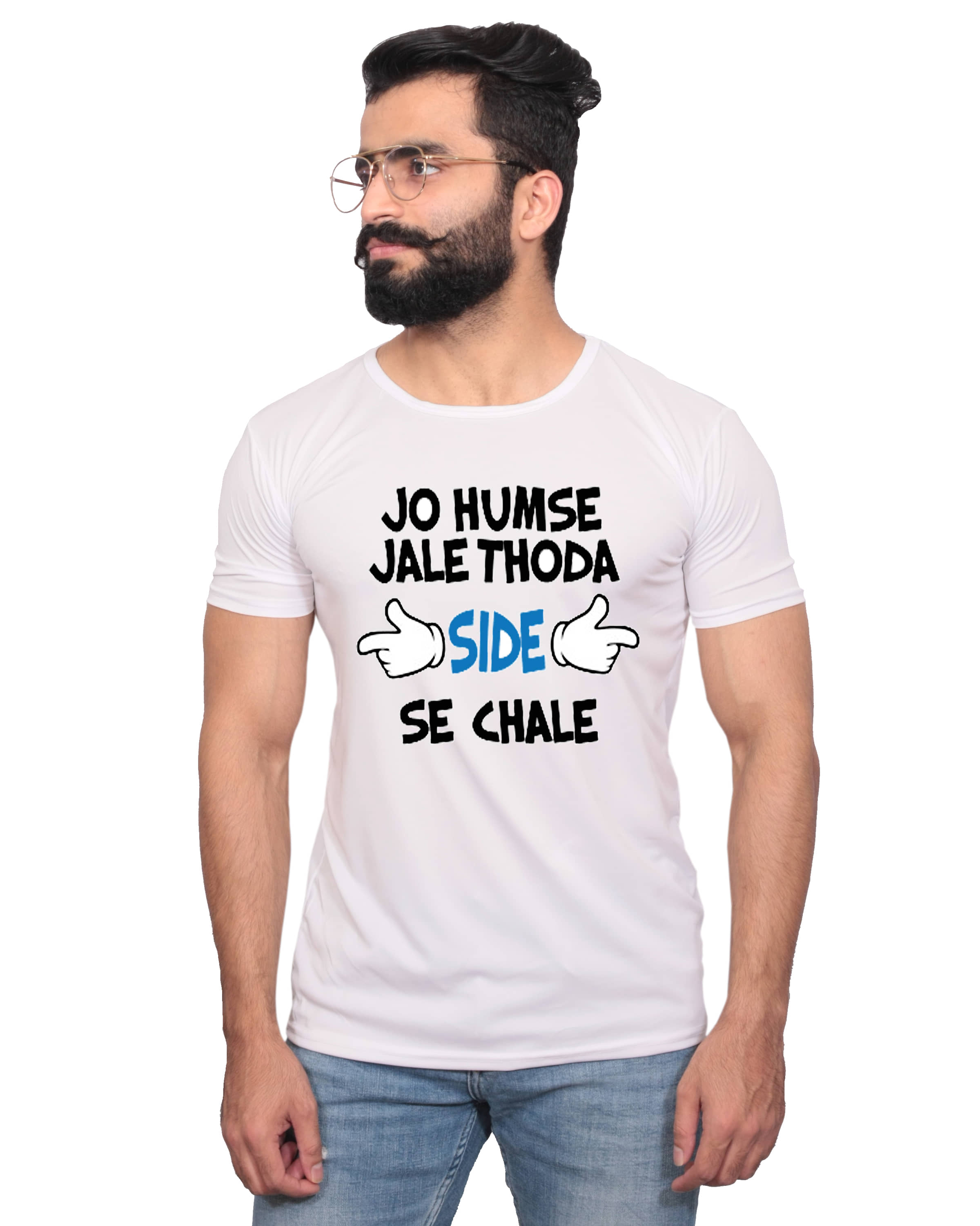 Nityanand Enterprises White Cotton Blend T-Shirt