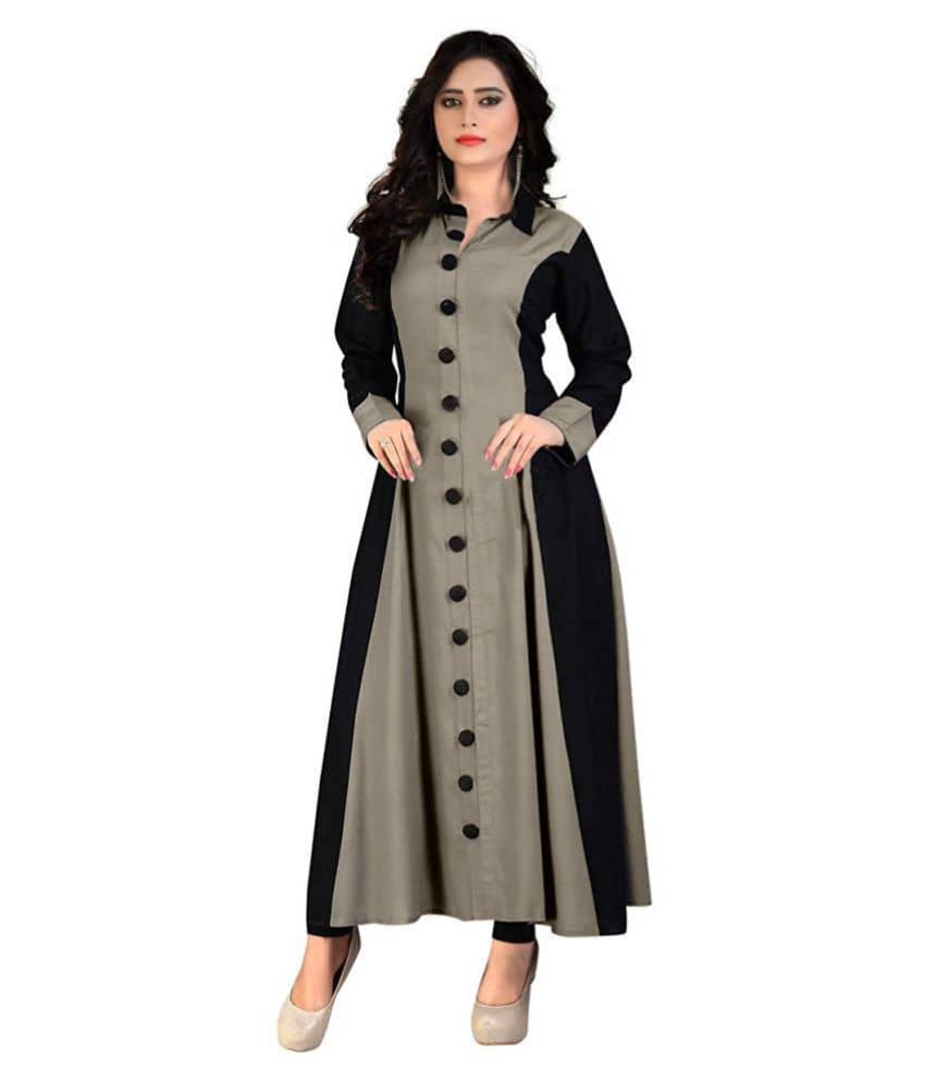 SILK ROOTS - Grey Melange Rayon Women's Flared Kurti ( Pack of 1 ) - Kurtis, Tunics | Buy online on ZillyBuy