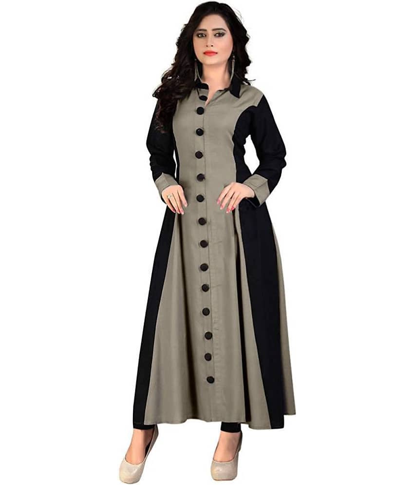 SILK ROOTS - Grey Melange Rayon Women's Flared Kurti ( Pack of 1 ) - Kurtis, Tunics | Buy online on ZillyBuy