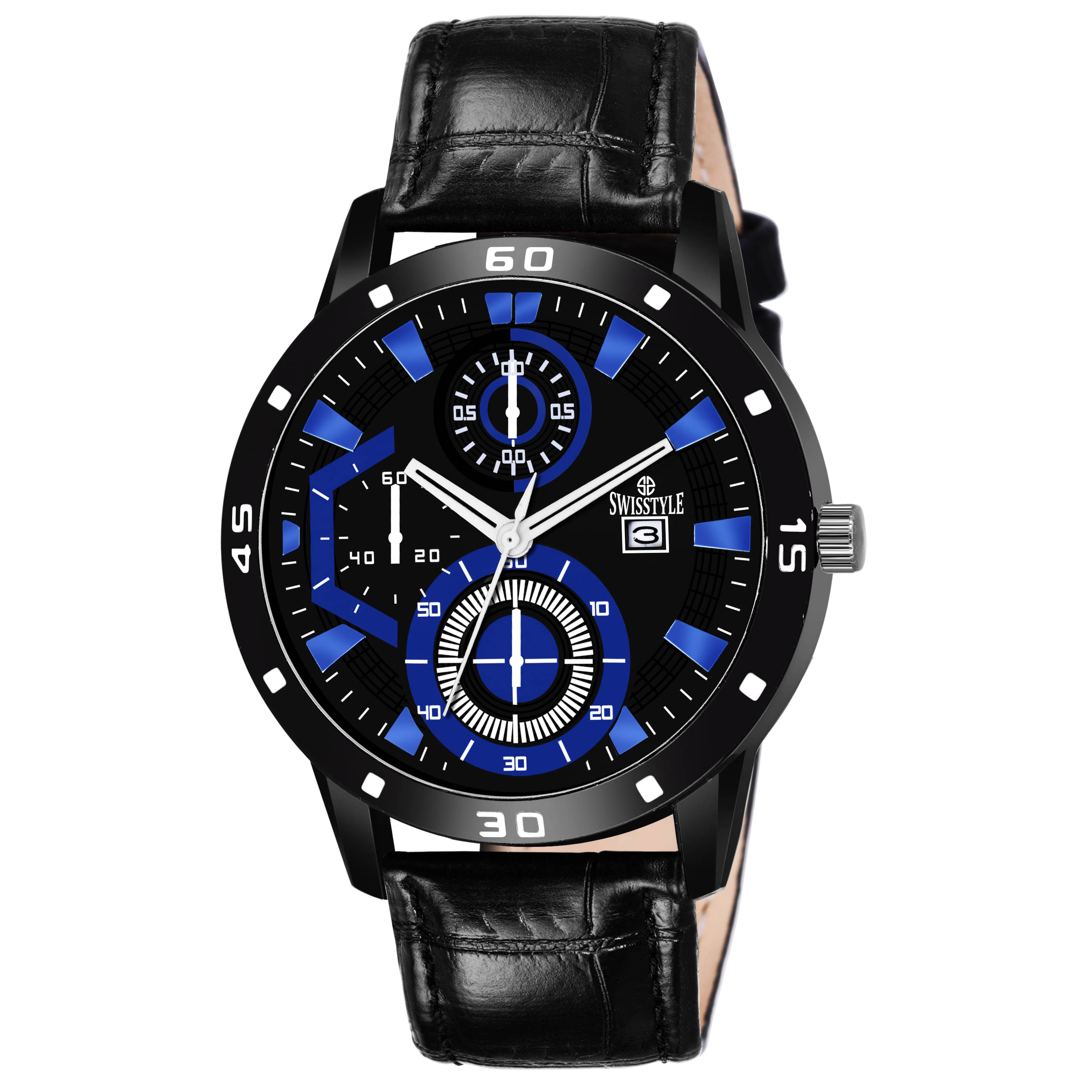     			Swisstyle -  Black Leather Analog Men's Watch