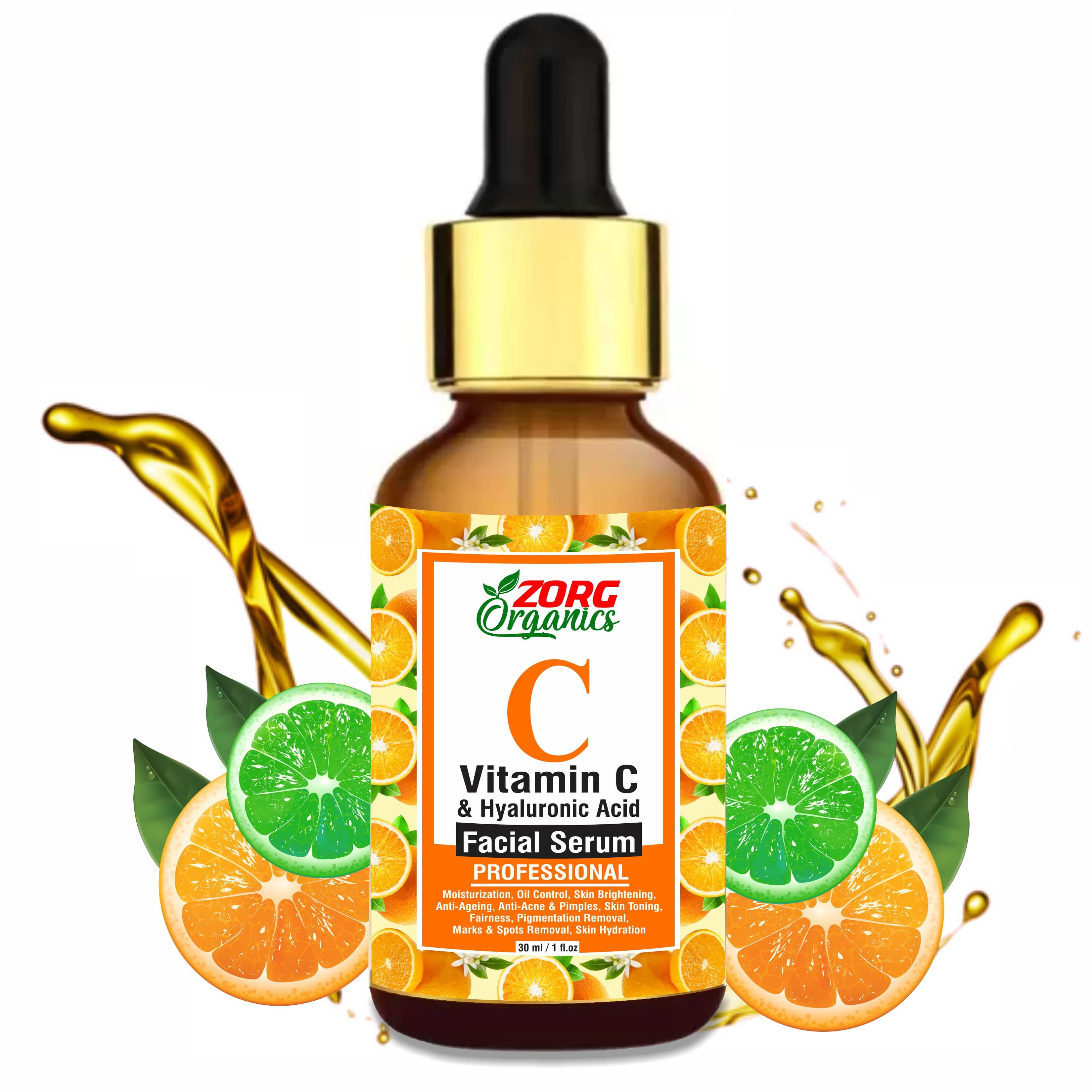 Zorg Organics Vitamin C Serum For Face With Hyaluronic Acid, Aloevera & Grape Seed Extract, Face Pigmentation Face Serum 30 mL