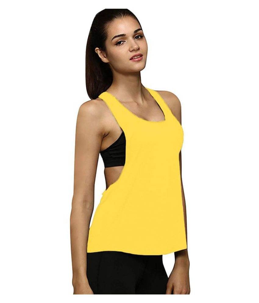 THE BLAZZE Cotton Tank Tops - Yellow     			THE BLAZZE Cotton Tank Tops - Yellow