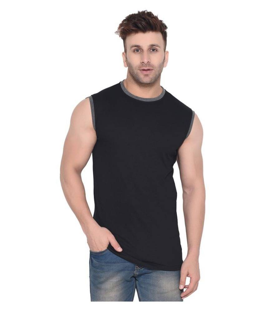     			Tfurnish Cotton Blend Black Solids T-Shirt