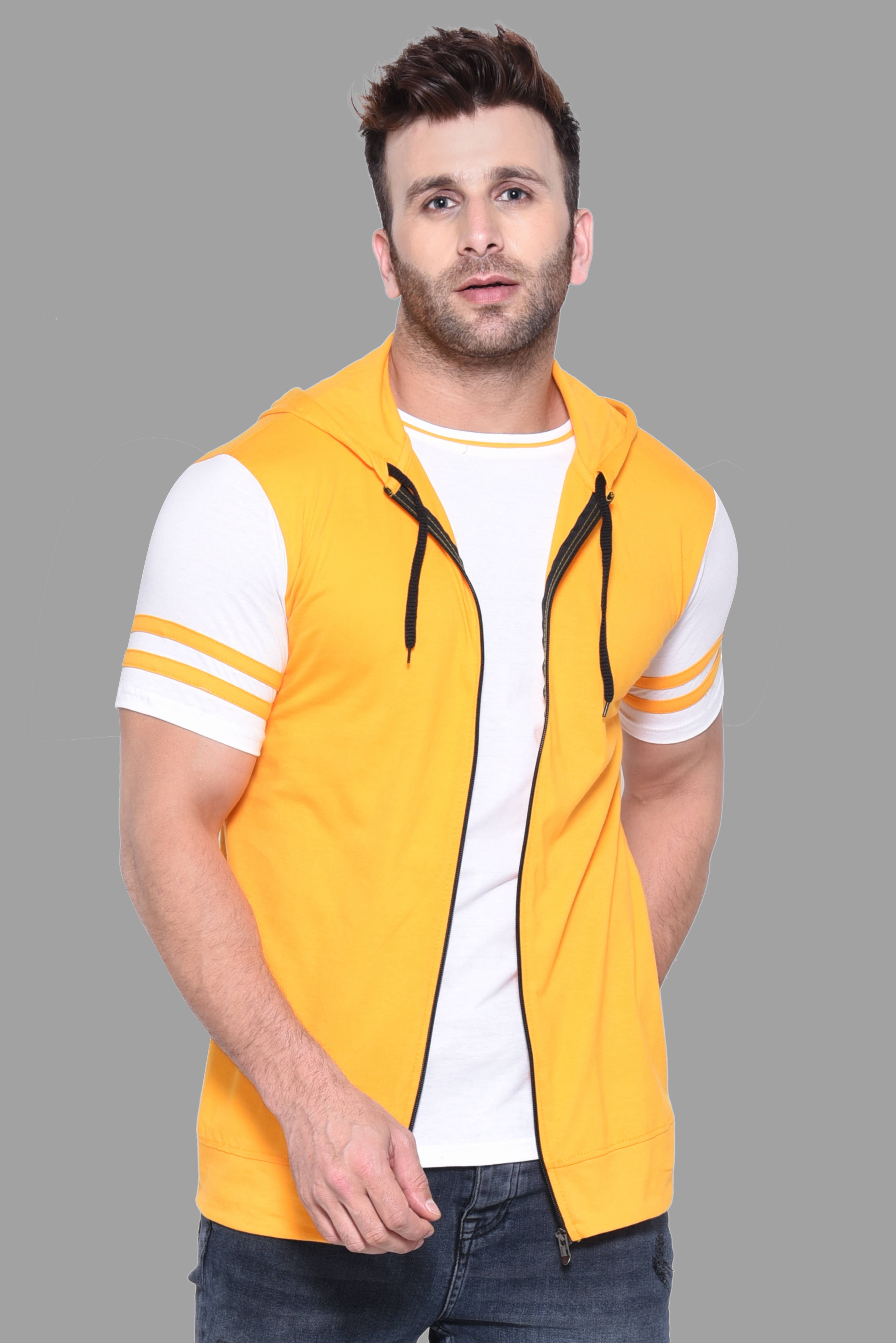     			Tfurnish Cotton Blend Yellow Solids T-Shirt
