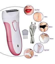 2in1 Women Lady Washable Chargeable Shaver Trimmer Hair Remover Epilator ( White & Pink )