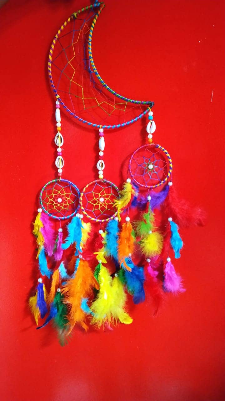 Lucky Traders Feather Multicolour Dream Catcher - Pack of 1 ( X cms )