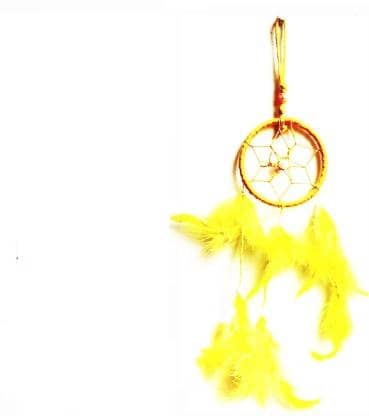 Lucky Traders Feather Yellow Dream Catcher - Pack of 1 ( X cms )