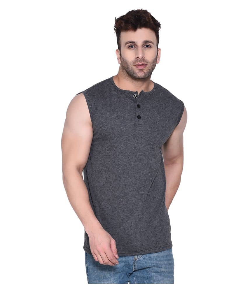 Tfurnish Cotton Blend Blue Solids T-Shirt