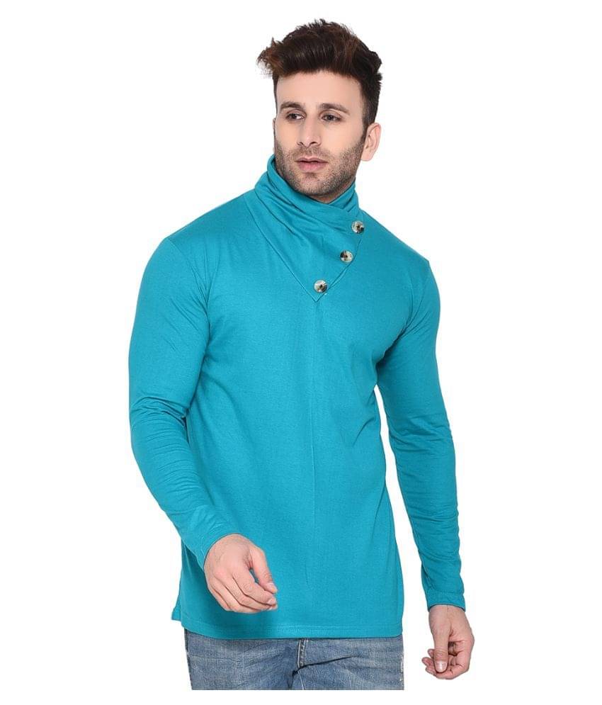     			Tfurnish Cotton Blend Turquoise Solids T-Shirt