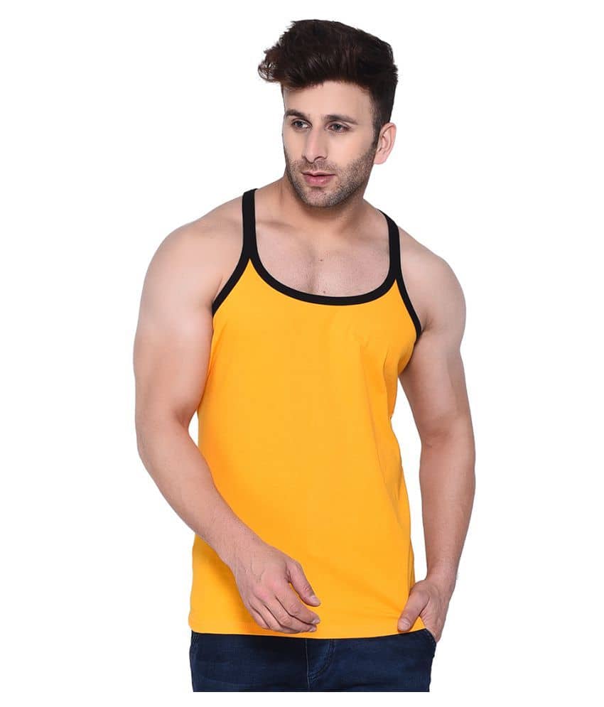 Tfurnish Yellow Sleeveless Vests Single - Nightwear & Loungewear | Buy online on ZillyBuy