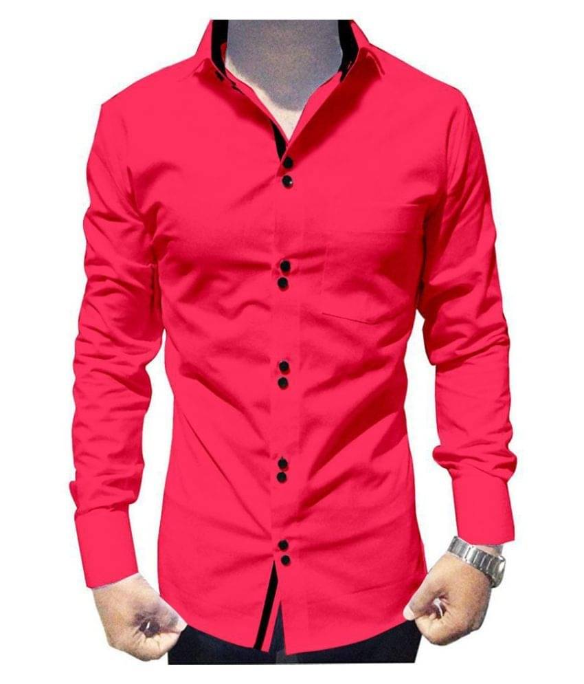 SUR-T Cotton Blend Pink Solids Shirt SUR-T Cotton Blend Pink Solids Shirt
