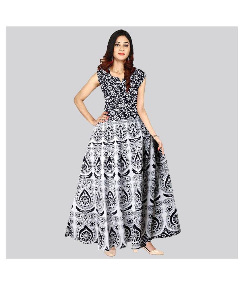 Rangun Women Cotton Ethnic Dress ( Black )     			Rangun Women Cotton Ethnic Dress ( Black )