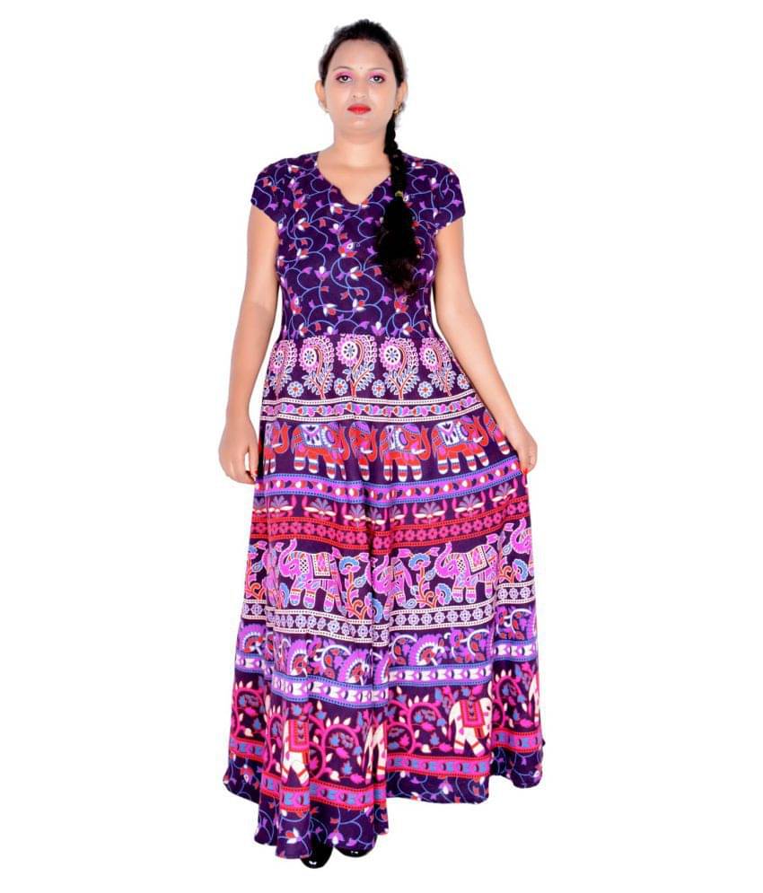     			Sttoffa - Purple Cotton Women's Flared Kurti