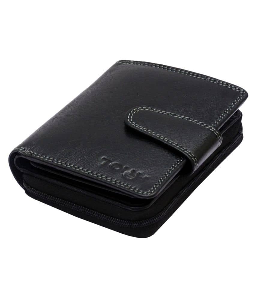 Tough Women Casual Black Genuine Leather Wallet - Regular Size (11 Card Slots) - Handbags | Buy online on ZillyBuy