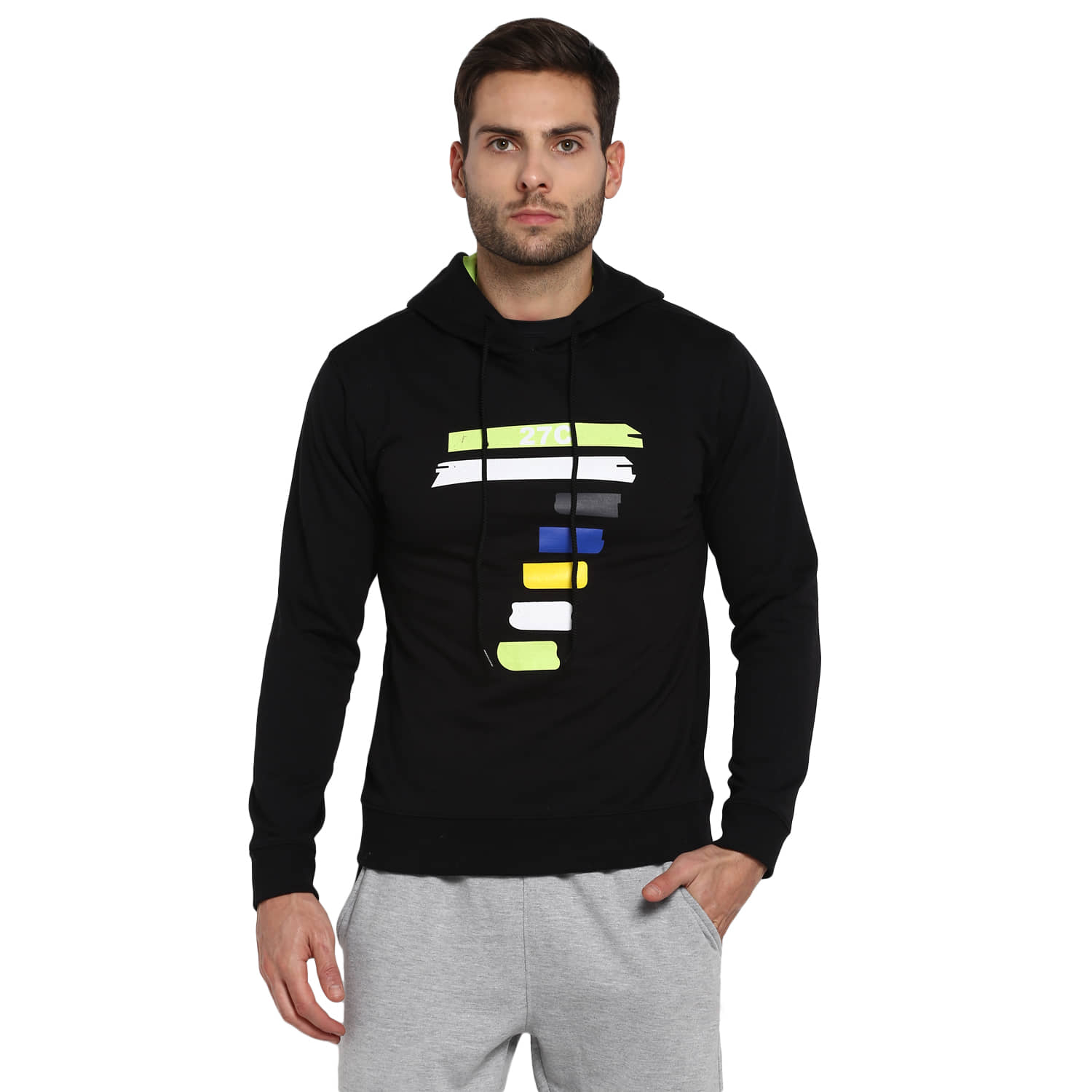 YUUKI Black Polyester Fleece Sweatshirt