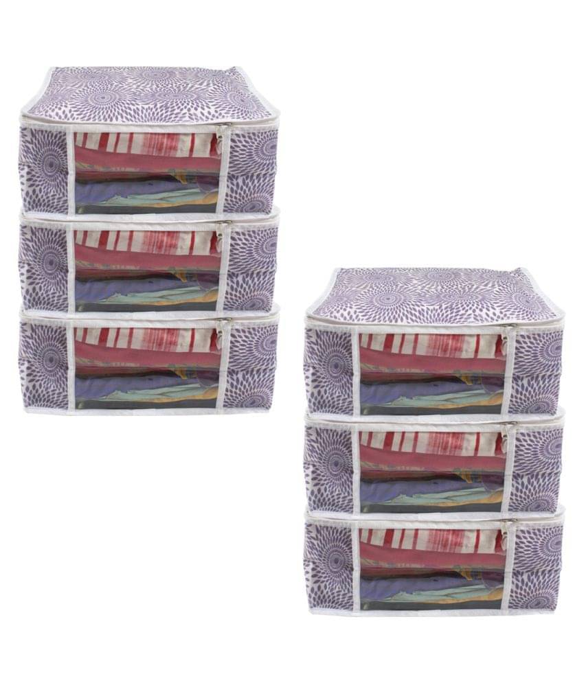     			PrettyKrafts 6 pcs Saree Cover Big Size/Wardrobe Organiser/Cloth Cover |Sari Cover | clothcover | Cloth Organizer 