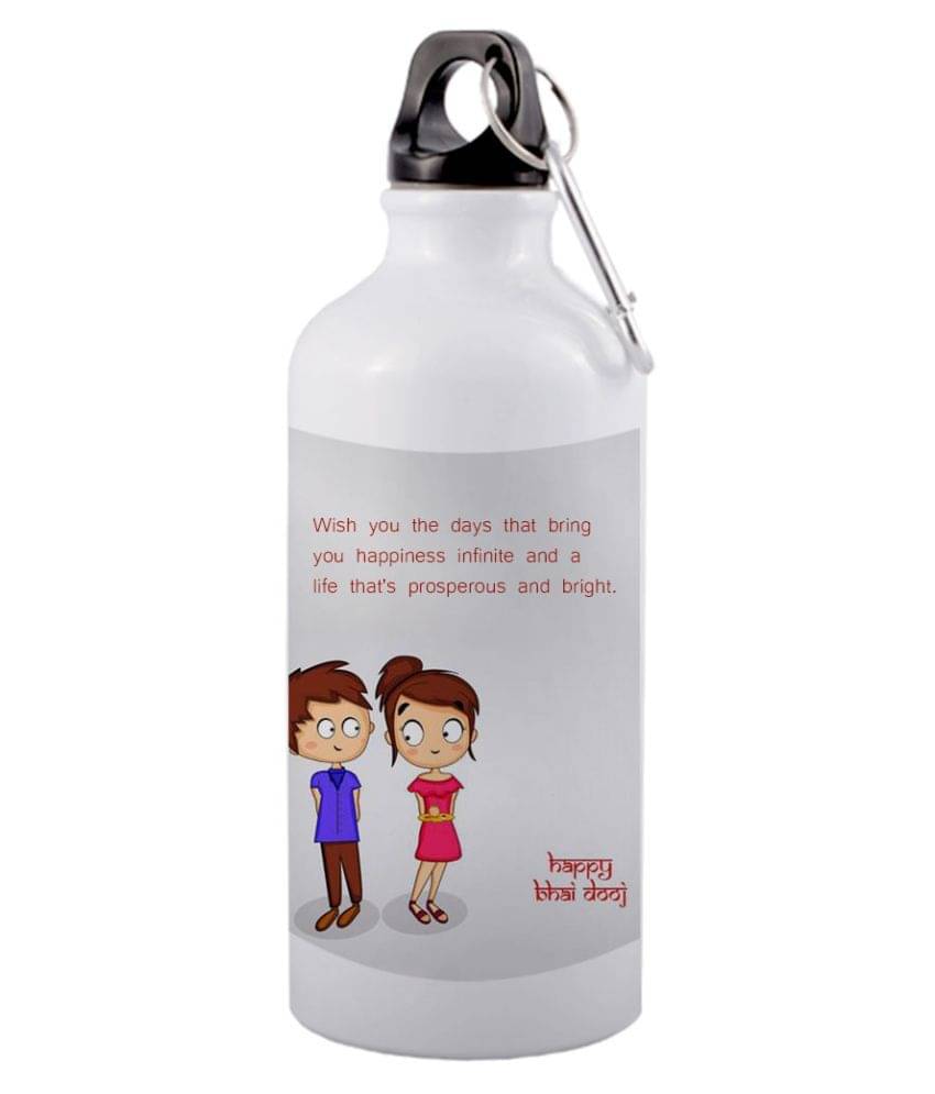     			COLOR YARD best happy bhai dhooj qutoes with sibling on White 600 mL Aluminum Water Bottle set of 1