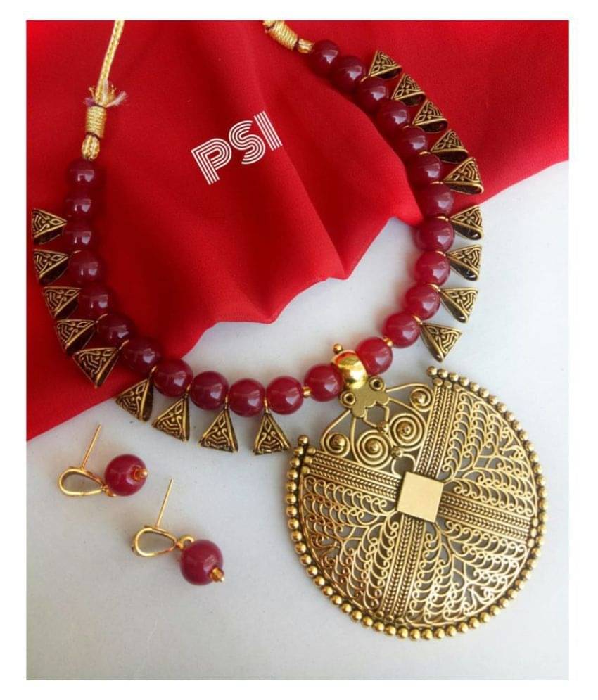 Bhagya Lakshmi Alloy Red Contemporary Contemporary/Fashion Necklaces Set Bhagya Lakshmi Alloy Red Contemporary Contemporary/Fashion Necklaces Set