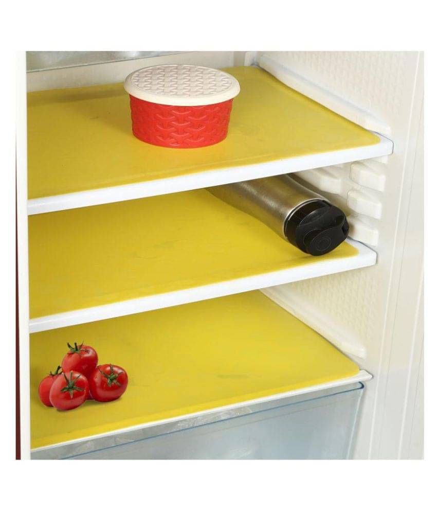 E-Retailer Set of 3 PVC Yellow Fridge Mats E-Retailer Set of 3 PVC Yellow Fridge Mats