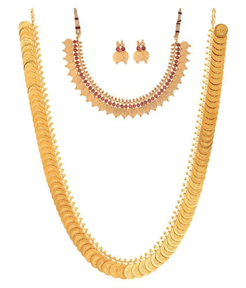 Zeneme Alloy Golden Contemporary Contemporary/Fashion Gold Plated Necklace set Combo Zeneme Alloy Golden Contemporary Contemporary/Fashion Gold Plated Necklace set Combo