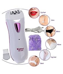 Kemei Women Lady Washable Chargeable Shaver Trimmer Body Hair Remover Epilator ( Violet & White )