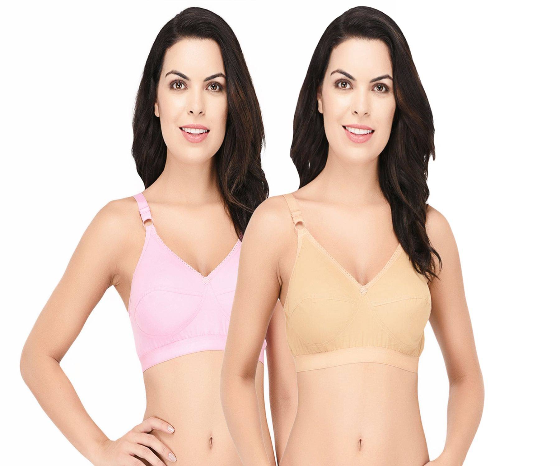 Elina Pack of 2 Cotton Non Padded Women's T-Shirt Bra ( Multi Color )     			Elina Pack of 2 Cotton Non Padded Women's T-Shirt Bra ( Multi Color )