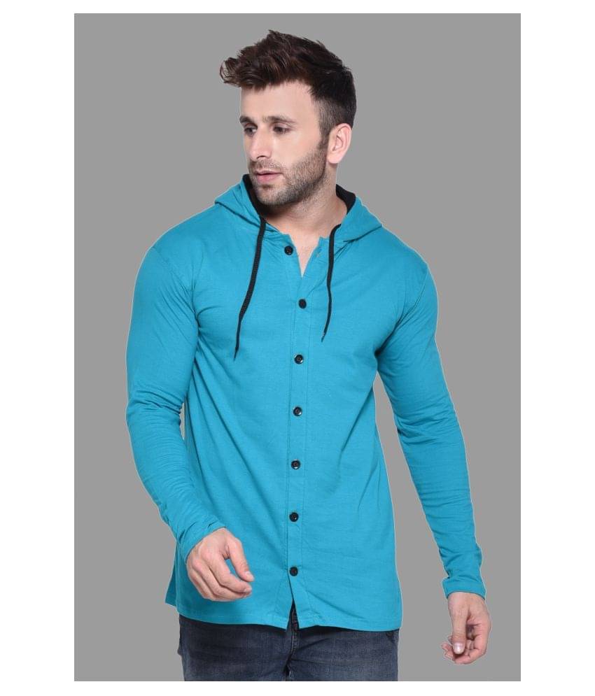Tfurnish Cotton Blend Turquoise Self Design T-Shirt Tfurnish Cotton Blend Turquoise Self Design T-Shirt