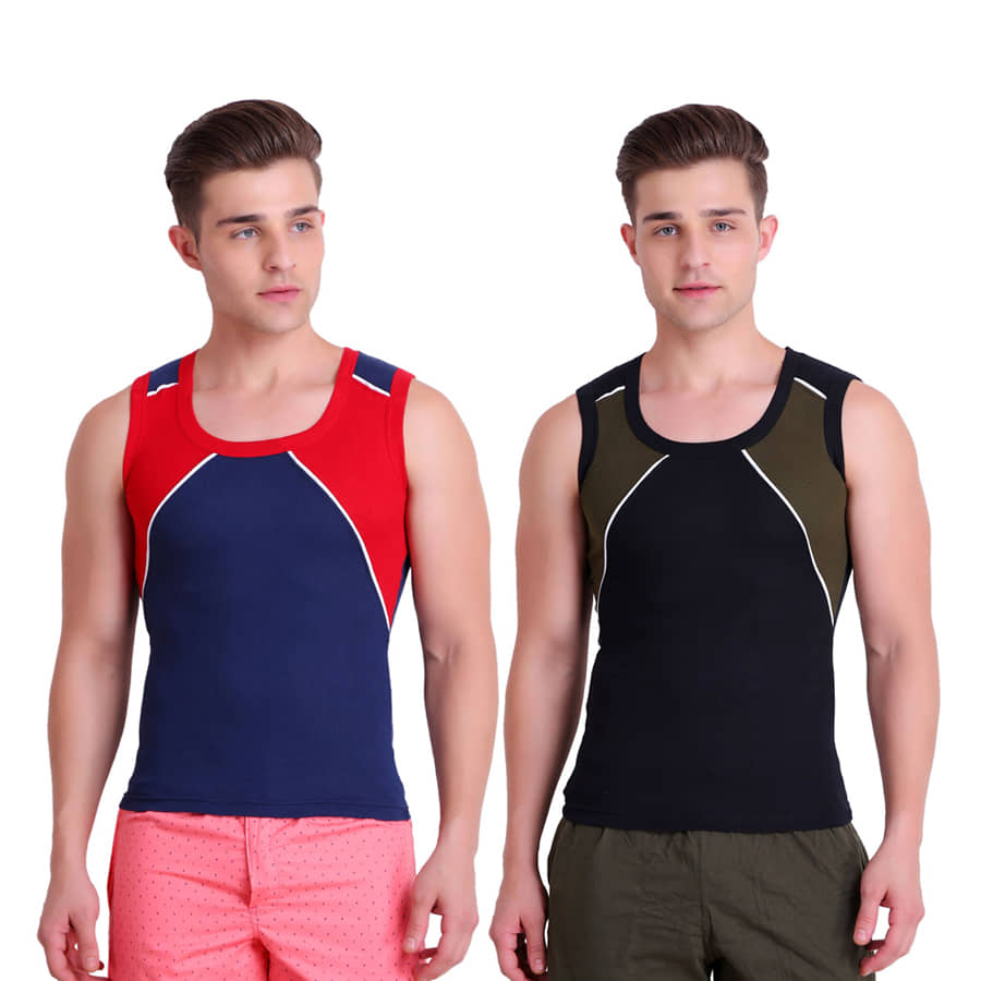 TT Pack of 2 Cotton Blend Sleeveless Vest For Men ( Blue ) - Nightwear & Loungewear | Buy online on ZillyBuy