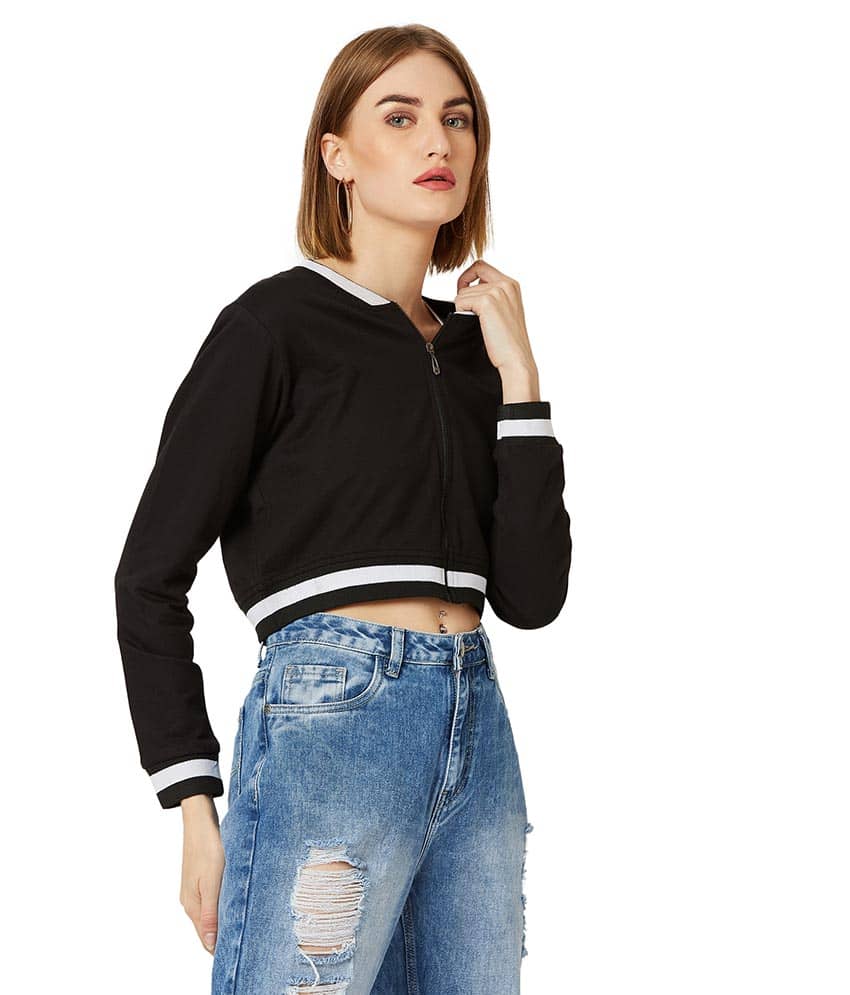 Miss Chase Cotton Black Bomber Jackets - Jackets & Coats | Buy online on ZillyBuy
