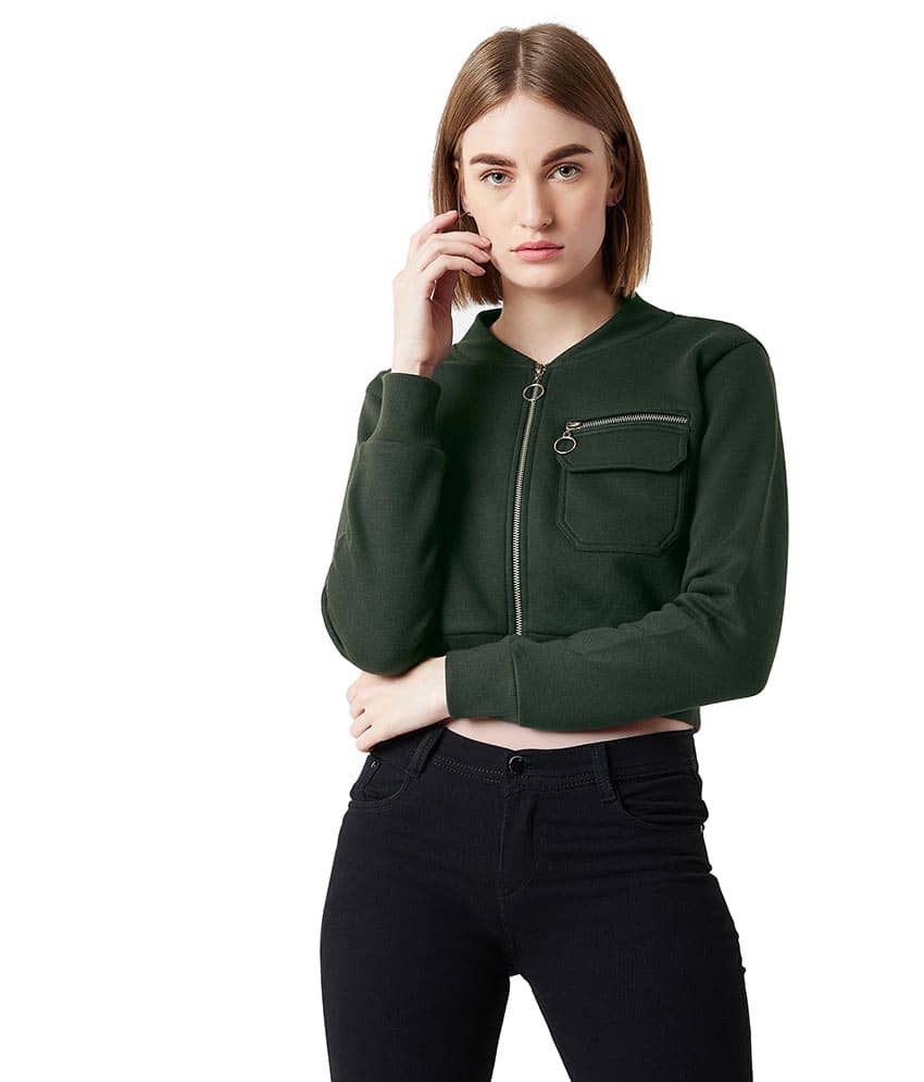 Miss Chase Cotton Green Bomber Jackets - Jackets & Coats | Buy online on ZillyBuy
