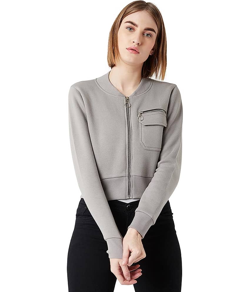 Miss Chase Cotton Grey Bomber Jackets - Jackets & Coats | Buy online on ZillyBuy