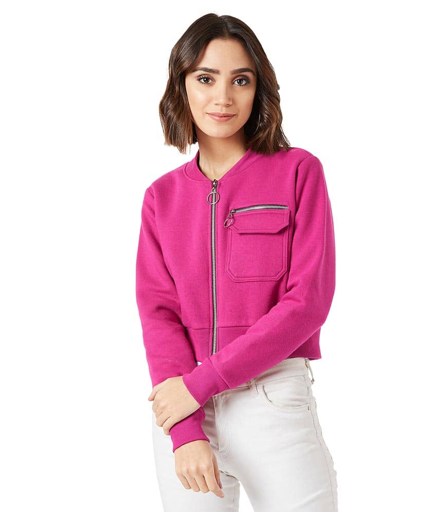Miss Chase Cotton Pink Bomber Jackets - Jackets & Coats | Buy online on ZillyBuy