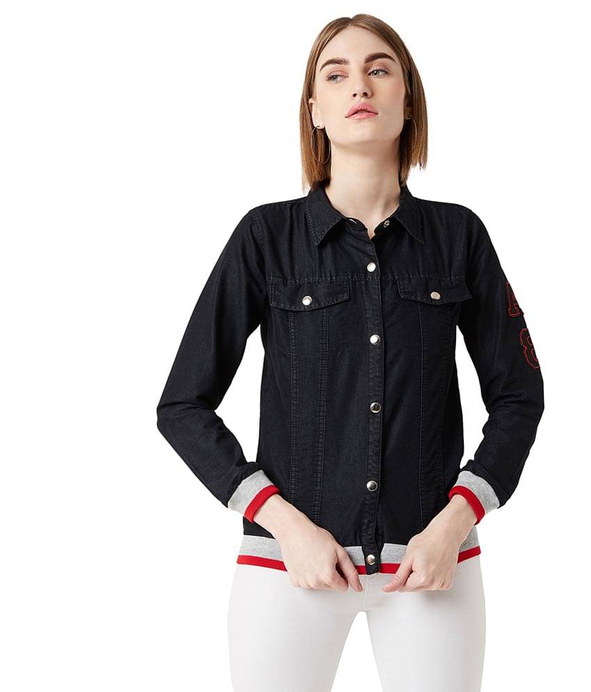 Miss Chase Women Bomber Jacket ( Black )     			Miss Chase Women Bomber Jacket ( Black )