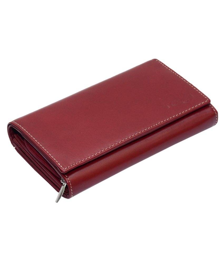     			Tough Leather Red Women's Bi Fold Wallet ( Pack of 1 )