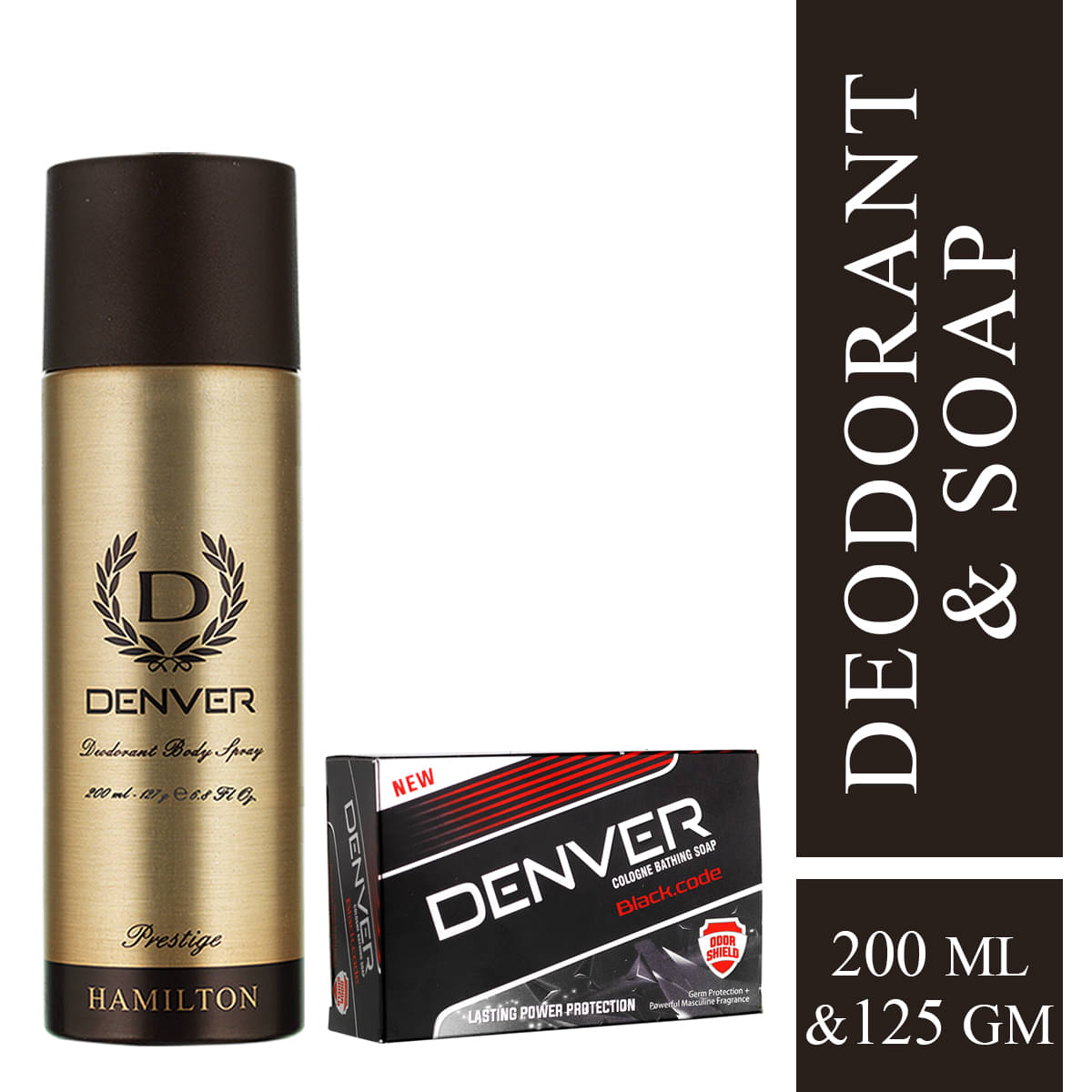    			Denver Prestige & Black Code Soap 125g Men Deodorant Spray 250 mL