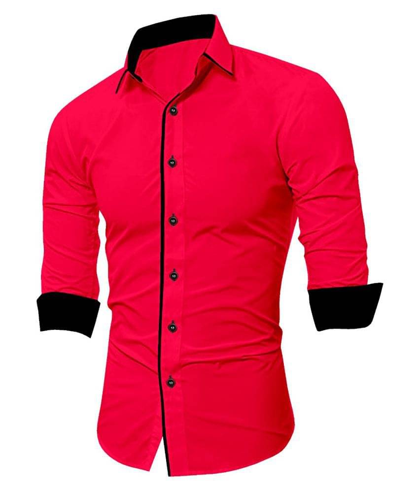 SUR-T Cotton Blend Red Solids Shirt SUR-T Cotton Blend Red Solids Shirt