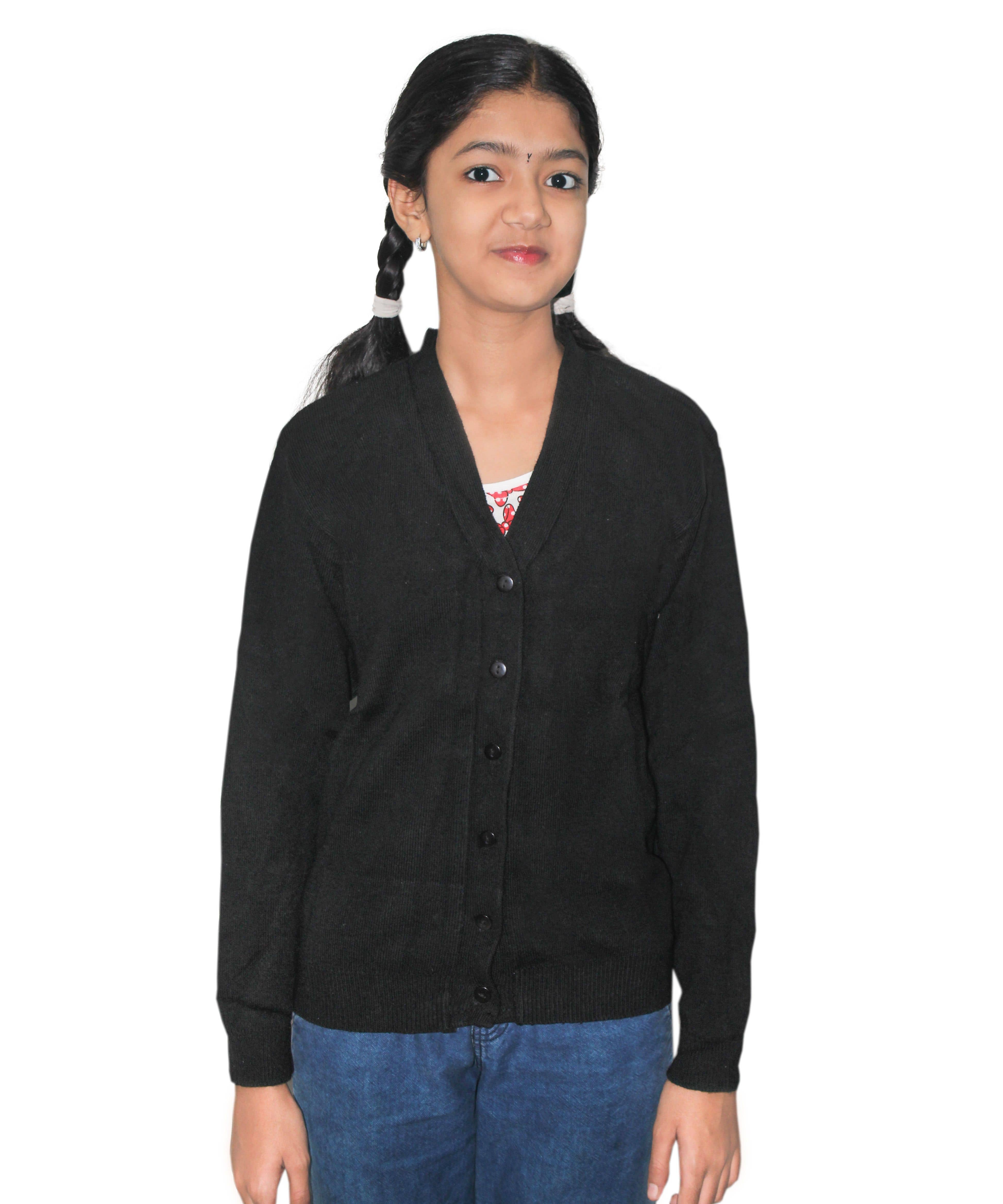 Goodluck Single Girls Wollen Cardigans ( Black )