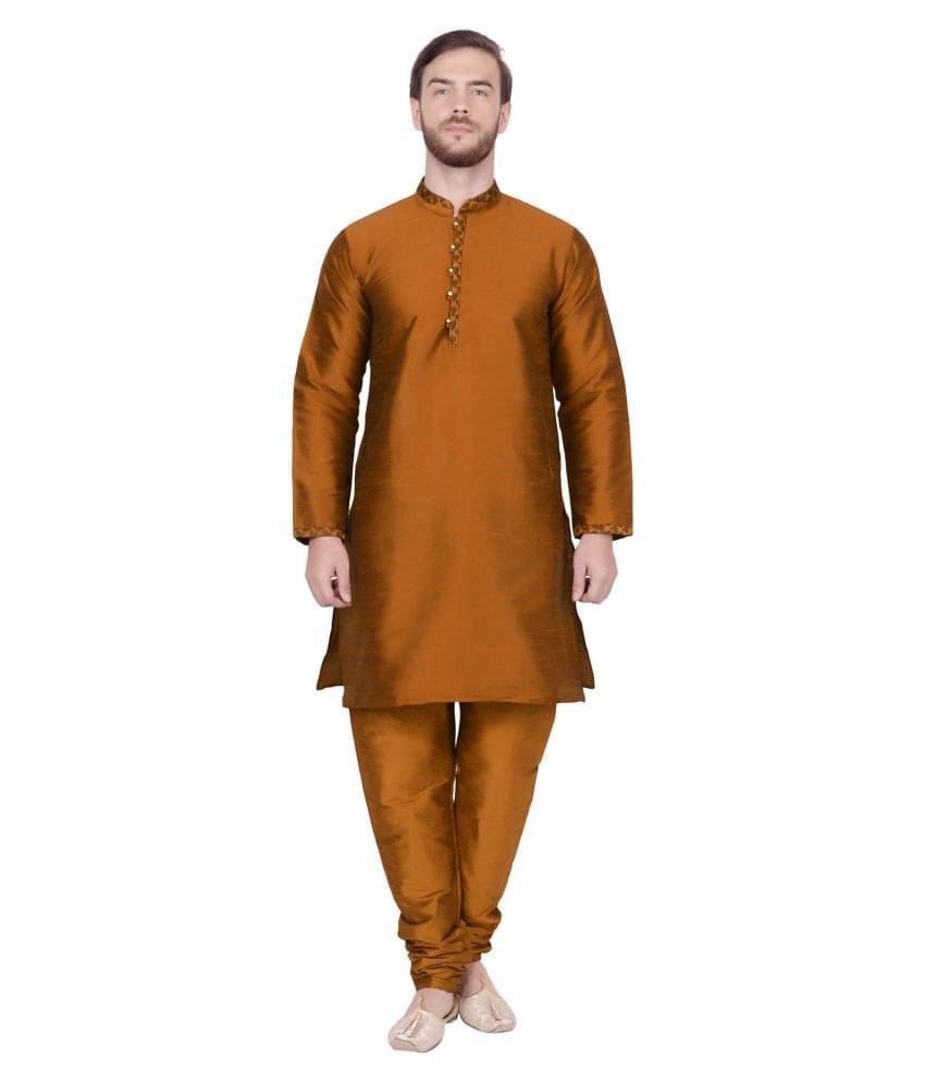     			SKAVIJ Brown Silk Blend Kurta Pyjama Set