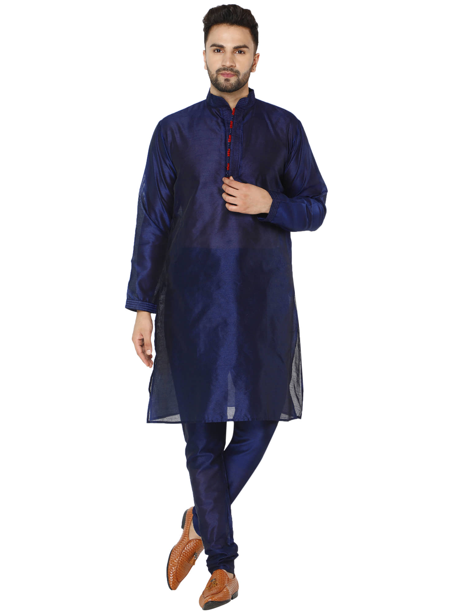 SKAVIJ blue Silk Blend Kurta Pyjama Set - Kurtas & Kurta Sets | Buy online on ZillyBuy