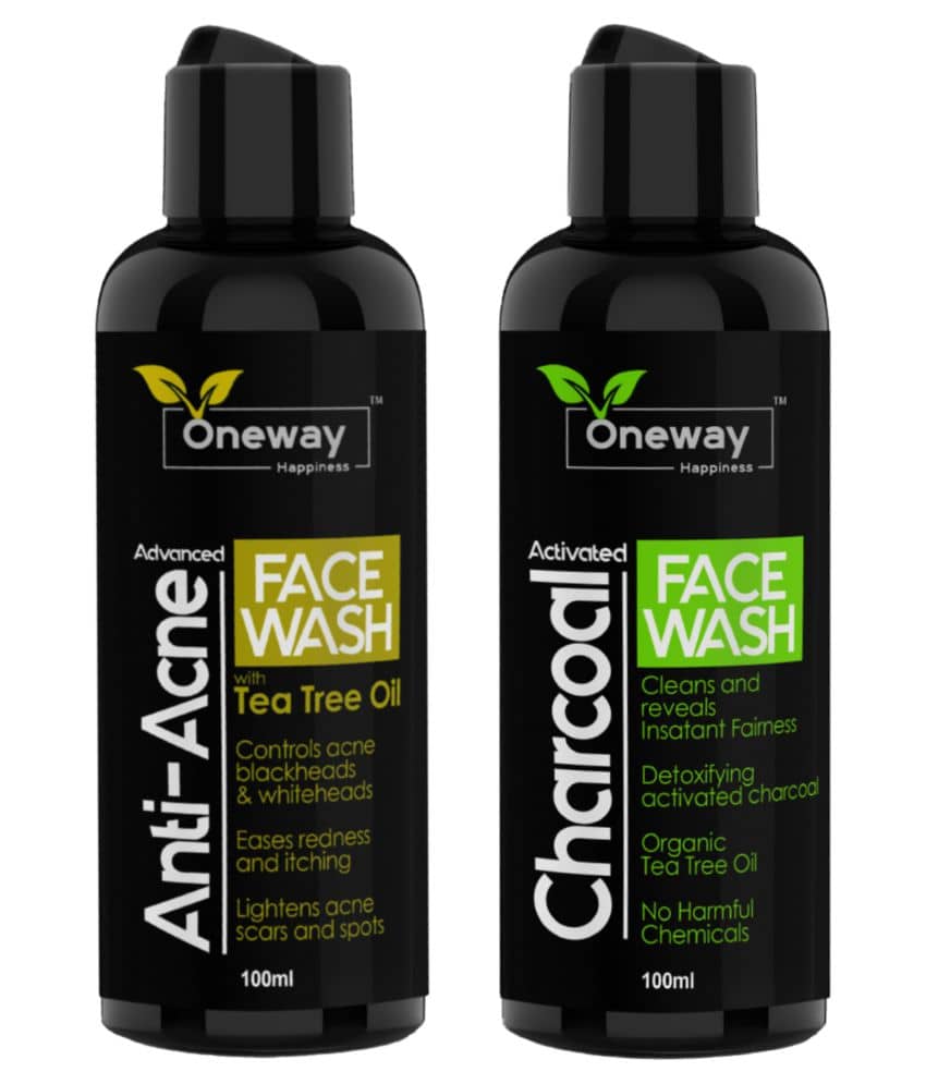 Oneway Happiness Activated Charcoal & Anti Acne Face Wash 200 mL Pack of 2