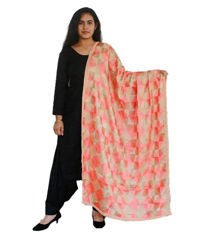 Sahej Suits & Phulkari Peach Chiffon Dupatta Sahej Suits & Phulkari Peach Chiffon Dupatta