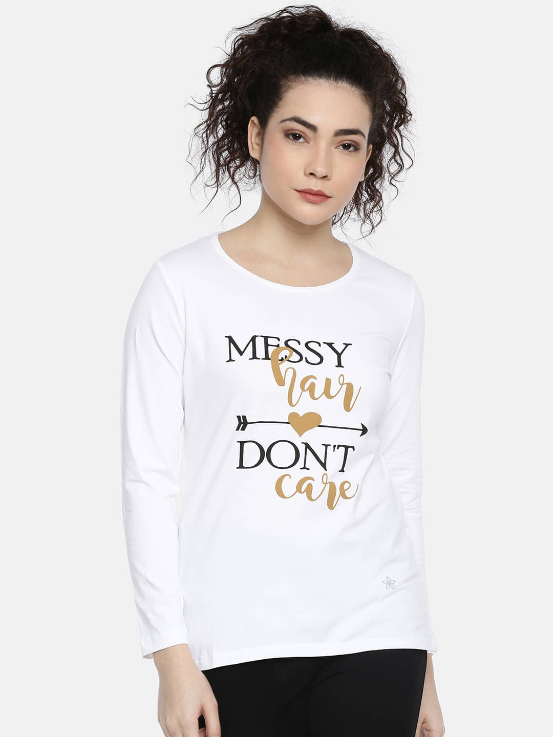 Dollar Missy Women Cotton Printed Slim Fit Round Neck T-Shirt ( White )     			Dollar Missy Women Cotton Printed Slim Fit Round Neck T-Shirt ( White )