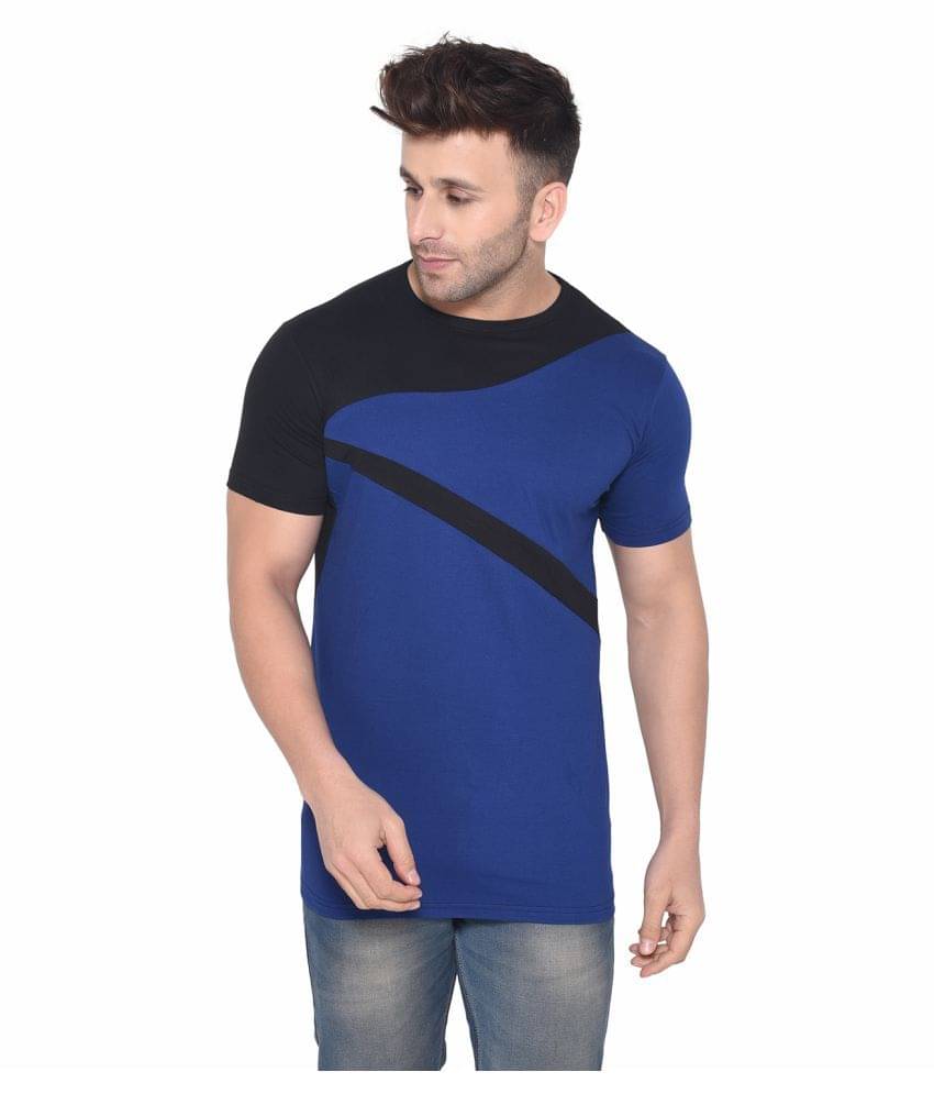     			Tfurnish Cotton Blend Blue Solids T-Shirt